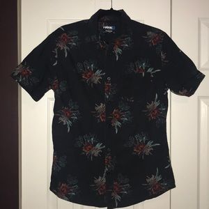 Men’s Black Tropical Floral Shirt Size Small